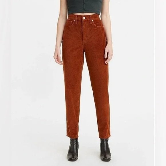 NWOT Levi's High Waisted Mom Jeans Corduroy - Burnt Orange Rust Color size 29 - Picture 1 of 10
